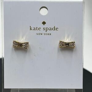 Kate Spade Ready‎ Set Mini Bow Gold Plated Pave Stud for Earrings New